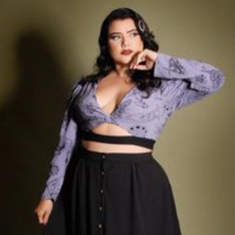 Laura Byrnes Stregheria Lilac Crop Top, PinUp Girl, Laura Byrnes